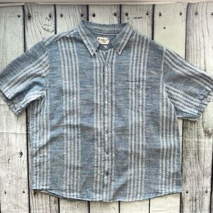 Weatherproof Vintage Linen Blend Blue Stripe Button Up Shirt XXL